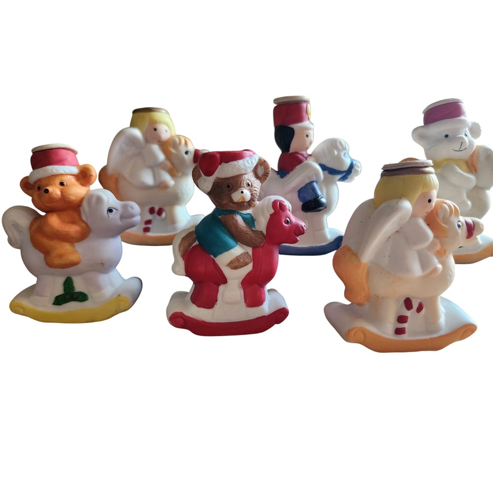 Vintage Jasco Christmas Rocking Horse‎ Twinkle Tree Rockers Set of 6